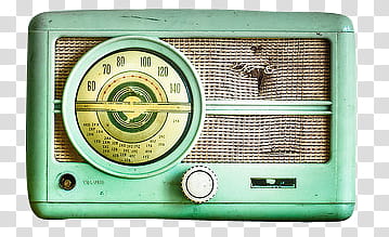 Vintage s, green and brown FM radio transparent background PNG clipart