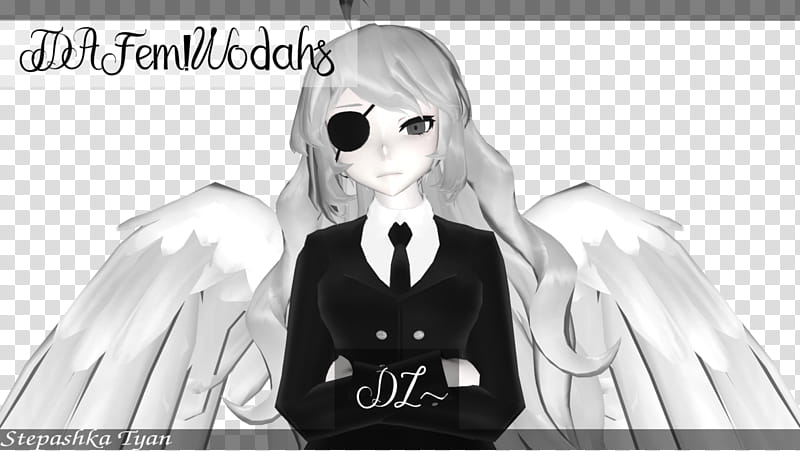 (MMD GGT) Fem!Wodahs (test model + DL), female anime character with wings transparent background PNG clipart