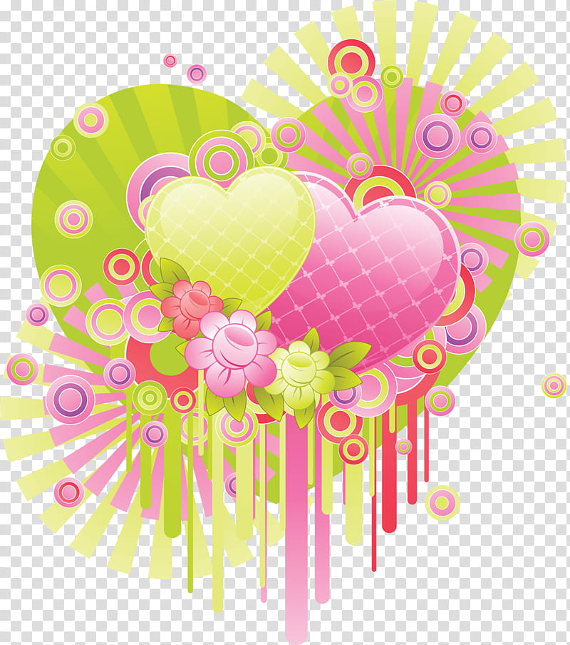 multicolored hearts floral art transparent background PNG clipart