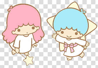 Little Twin Stars Render , boy and girl illustrations transparent background PNG clipart