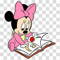 mickey and minnie mouse, Minnie Mouse reading book illustration transparent background PNG clipart