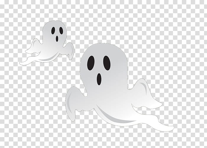 Halloween, two white ghost illustrations transparent background PNG clipart