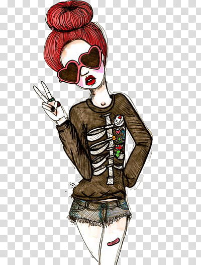 s, woman wearing skeleton-printed shirt illustration transparent background PNG clipart