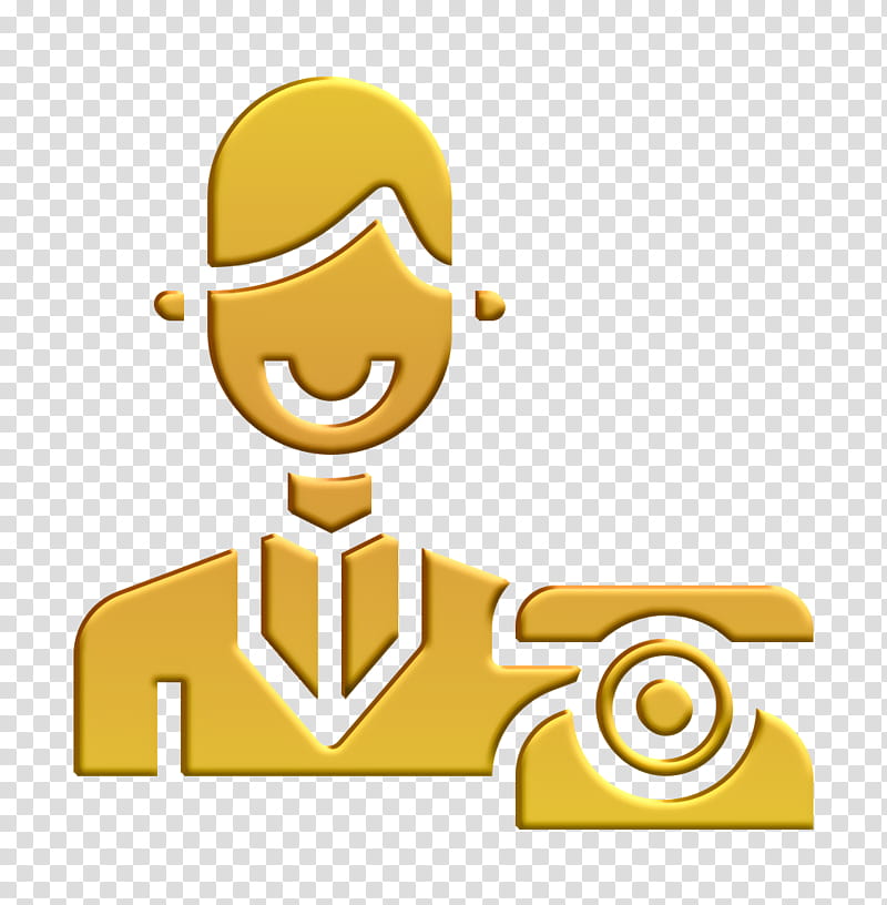 Contact And Message icon Reception icon Receptionist icon, Yellow, Symbol transparent background PNG clipart