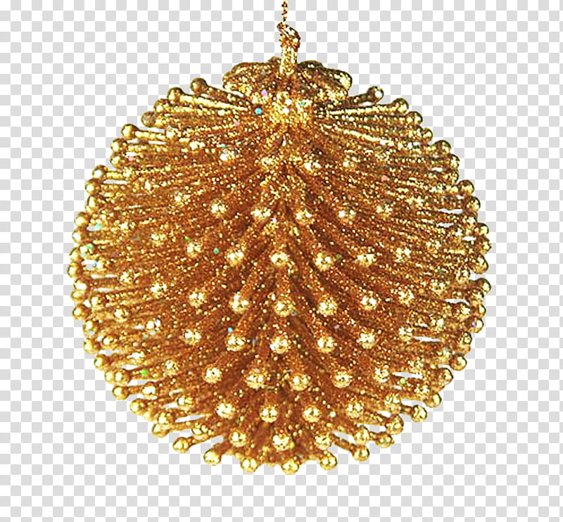 gold x mas balls, gold spiky pendant transparent background PNG clipart