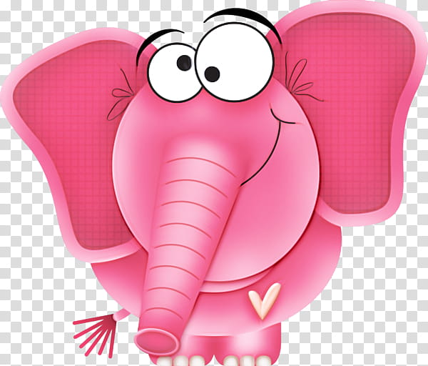 Elephant, Pink, Cartoon, Nose, Magenta, Animal Figure transparent background PNG clipart