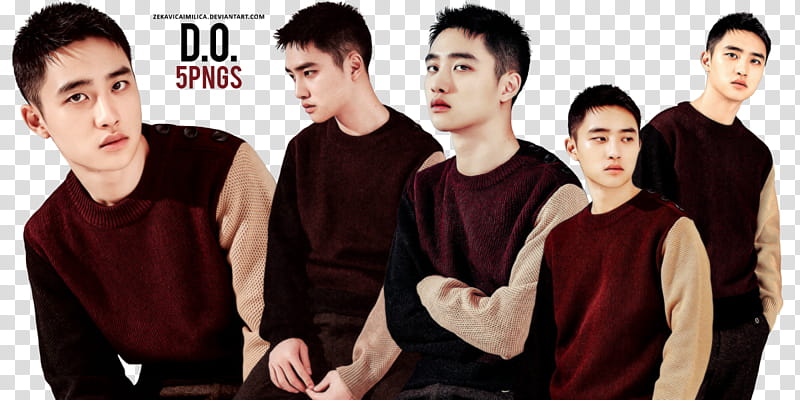 EXO D O  Season Greetings, man wearing red and brown sweater transparent background PNG clipart