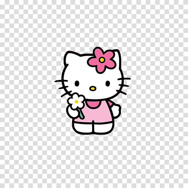 Hello Kitty, Hello Kitty holding white flower art transparent background PNG clipart