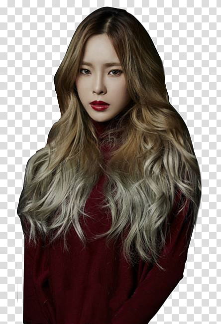 Heize, woman wearing red sweater while standing transparent background PNG clipart