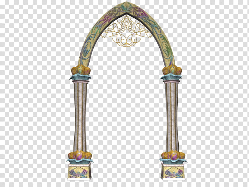 Celestial Arch, gray and yellow concrete arch transparent background PNG clipart