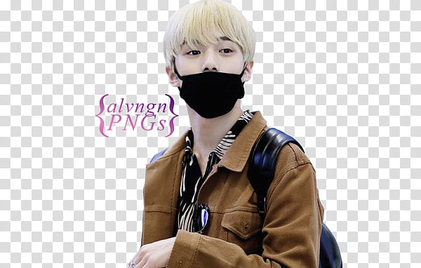 MONSTA X Lee Minhyuk and HD PIC, man wearing brown jacket and black mask transparent background PNG clipart