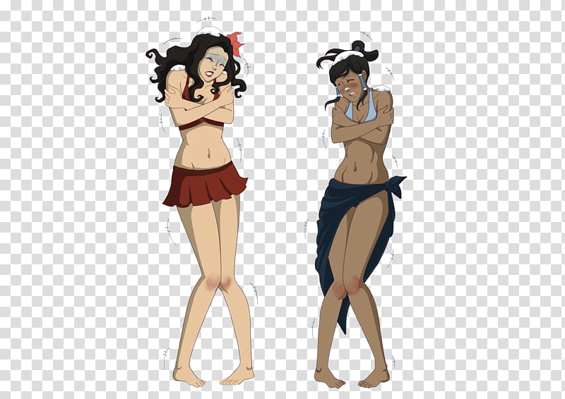 Korra and Asami, Freezing, Commission transparent background PNG clipart