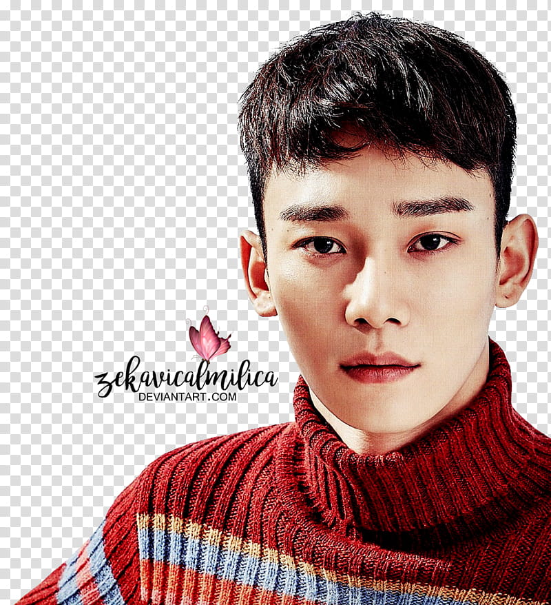 EXO Chen  Season Greetings, man wearing red sweater transparent background PNG clipart