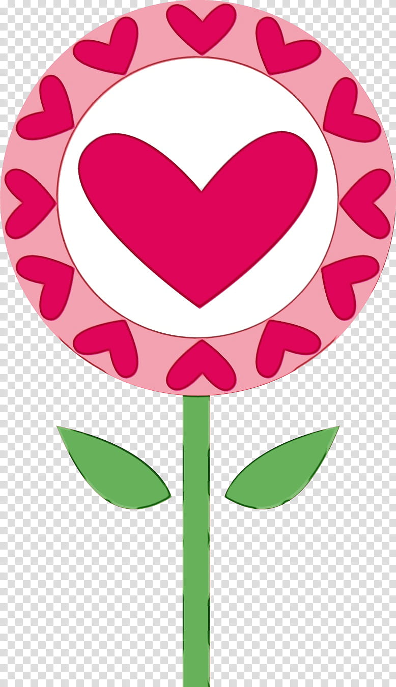 pink heart lollipop magenta, Watercolor, Paint, Wet Ink, Love, Plant, Confectionery, Tulip transparent background PNG clipart