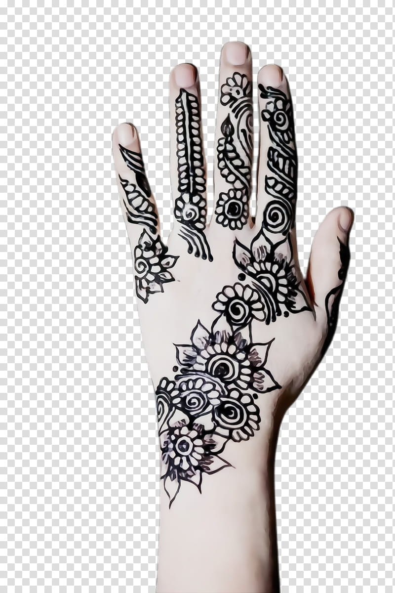 pattern mehndi hand finger glove, Watercolor, Paint, Wet Ink, Nail, Henna, Fashion Accessory transparent background PNG clipart