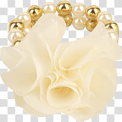 Forever  s, beaded white and gold-colored rose bracelet transparent background PNG clipart