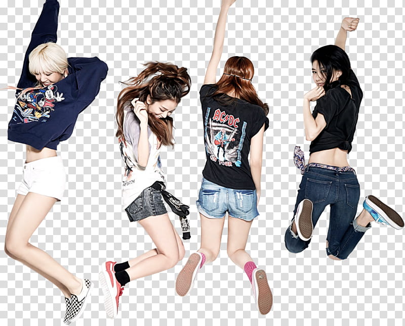 BLACKPINK, jumping Black Pink Kpop group transparent background PNG clipart