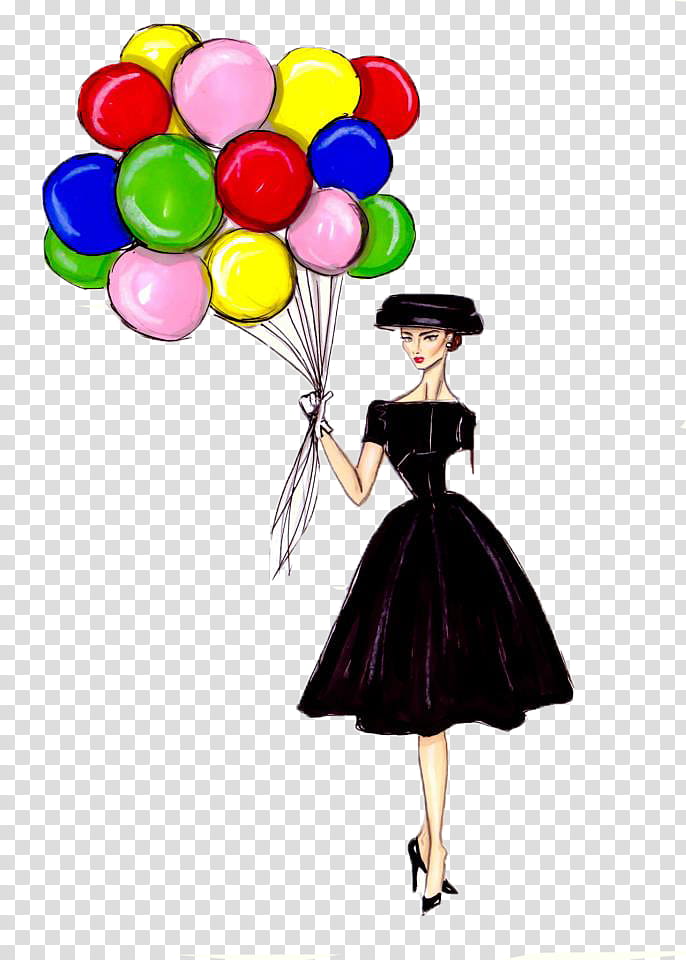 Dolls x Hayden Williams, woman holding balloons painting transparent background PNG clipart