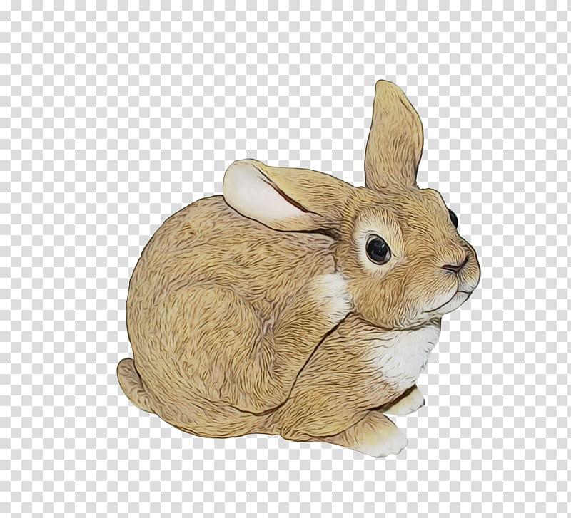 rabbit mountain cottontail rabbits and hares animal figure hare, Watercolor, Paint, Wet Ink, Beige, Figurine, Toy transparent background PNG clipart