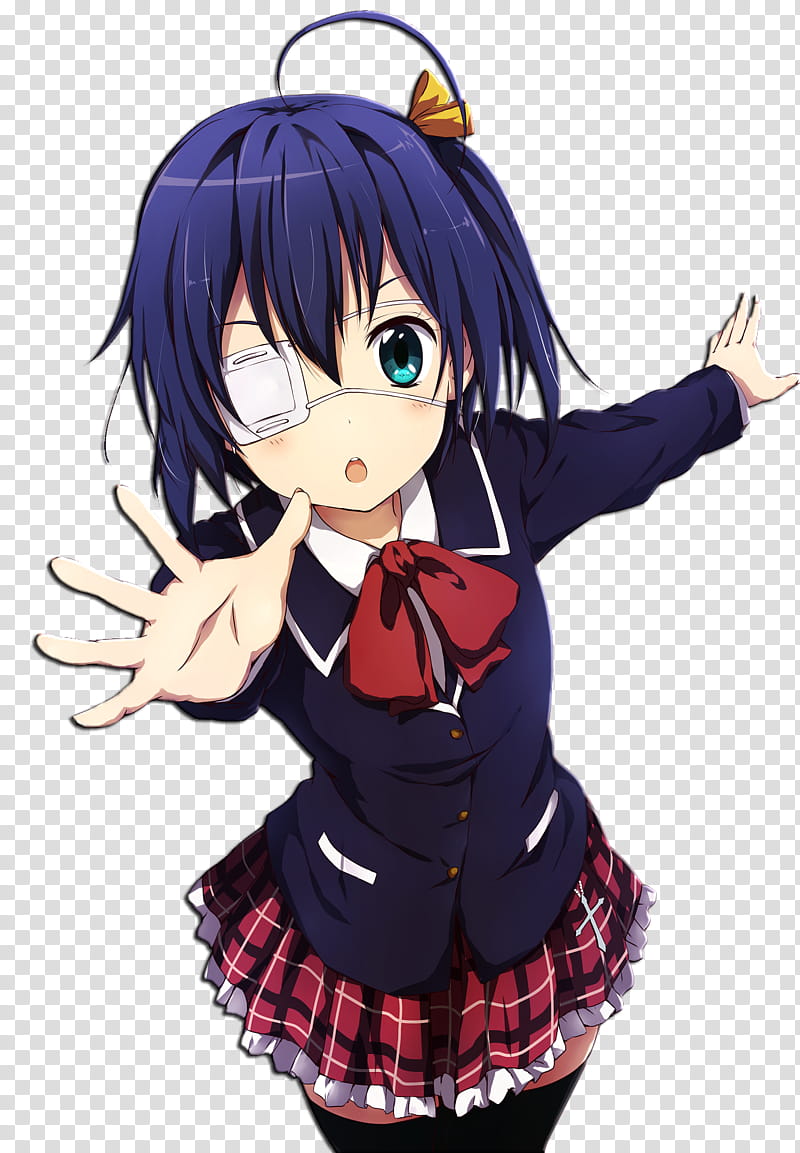 Rikka Anime Render Cute Female Character With Blue Short Hair Transparent Background Png Clipart Hiclipart