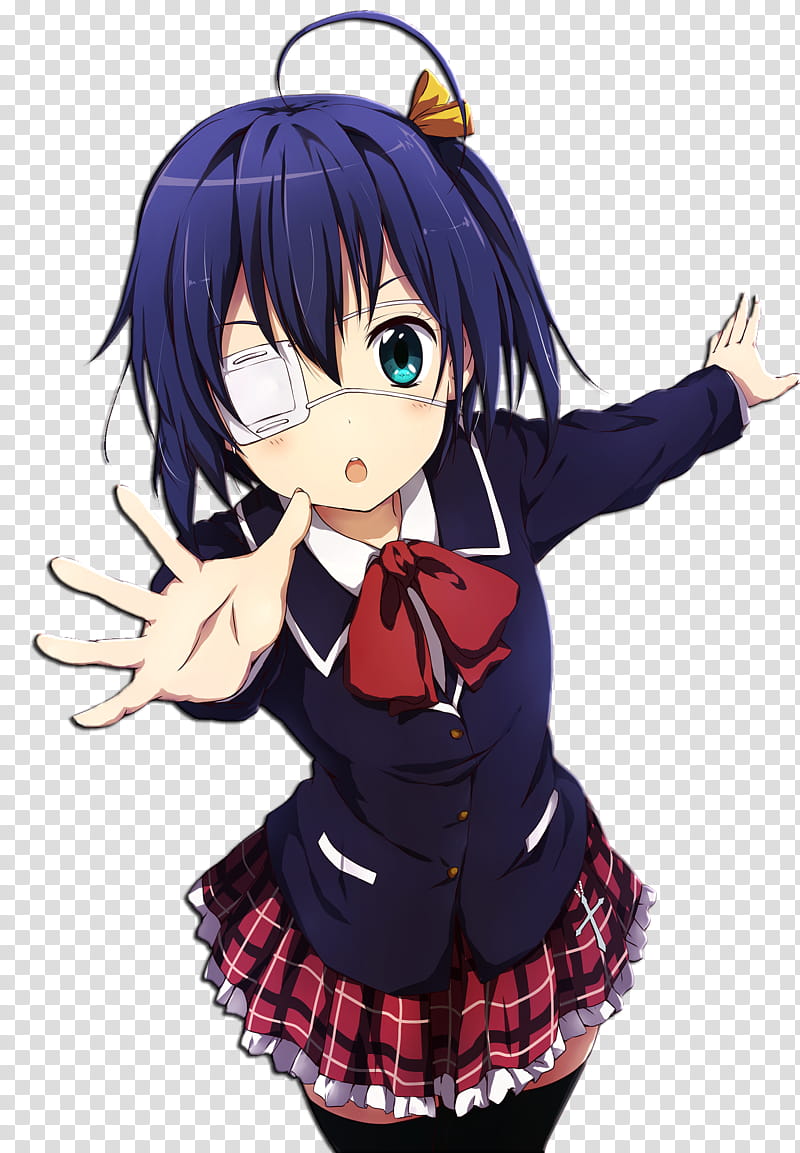 Rikka Anime Render Cute Female Character With Blue Short