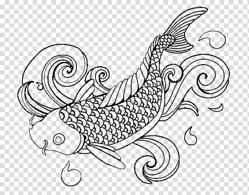 Book Drawing, Koi, Goldfish, Coloring Book, Carp, Tropical Fish, Common Carp, White transparent background PNG clipart