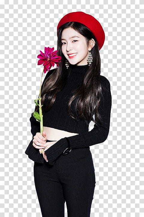 Red Velvet Reveluv Baby, woman holding flower transparent background PNG clipart