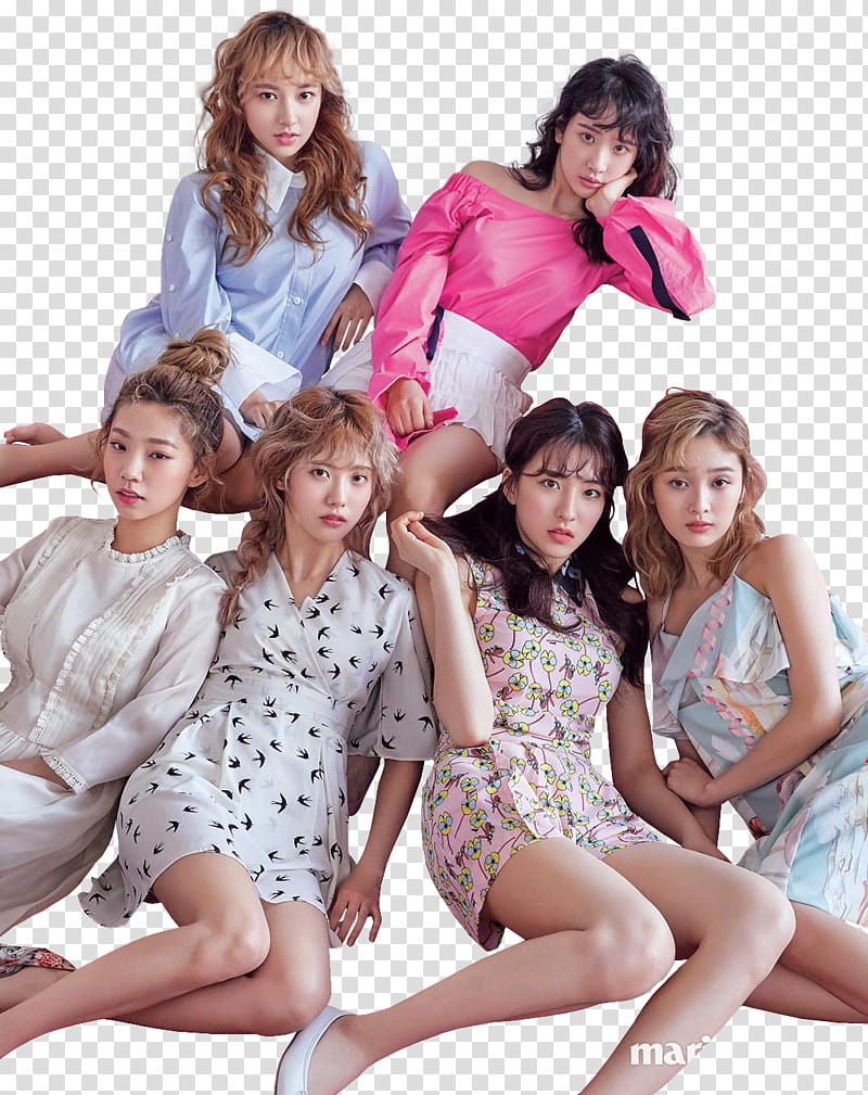 WJSN Cosmic Girls for Marie Claire, six member girl group transparent background PNG clipart
