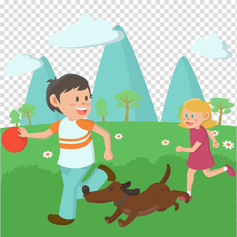 Green Grass, Child, Dog, Play, Infant, Poster, Cartoon, Male transparent background PNG clipart