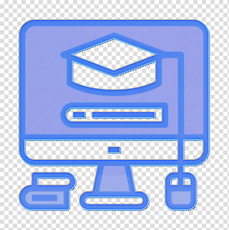 Book and Learning icon Mortarboard icon Elearning icon, Line, Computer Icon, Electric Blue, Sign, Symbol transparent background PNG clipart