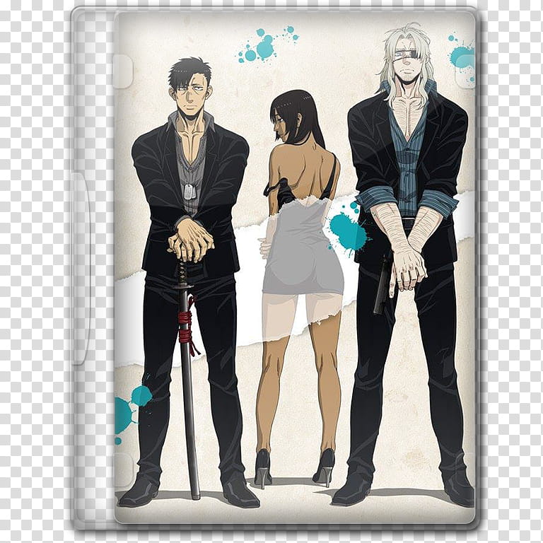 Anime  Summer Season Icon , Gangsta, v, black-haired man holding sword illustration transparent background PNG clipart