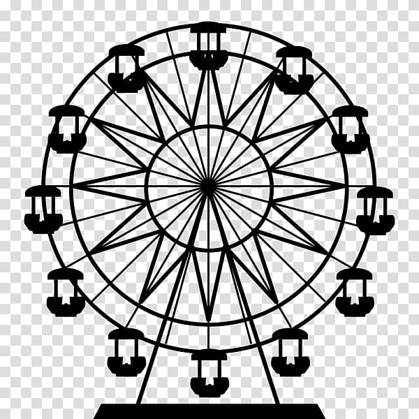 ferris wheel line art tourist attraction recreation line, Blackandwhite, Circle transparent background PNG clipart