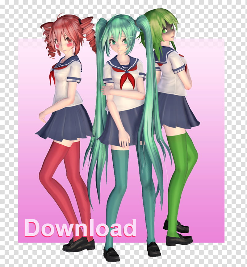 MMD \\ YANSIM Miku Teto Gumi,, animated female character transparent background PNG clipart