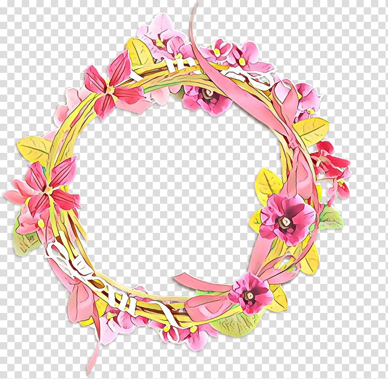 Pink Flower, Cartoon, Wreath, Pink M, Hair, Clothing Accessories, Hair Accessory, Plant transparent background PNG clipart