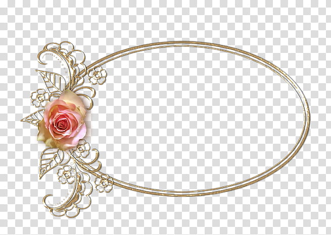 Rose Gold Oval Frame, oval gold and pink floral frame transparent background PNG clipart