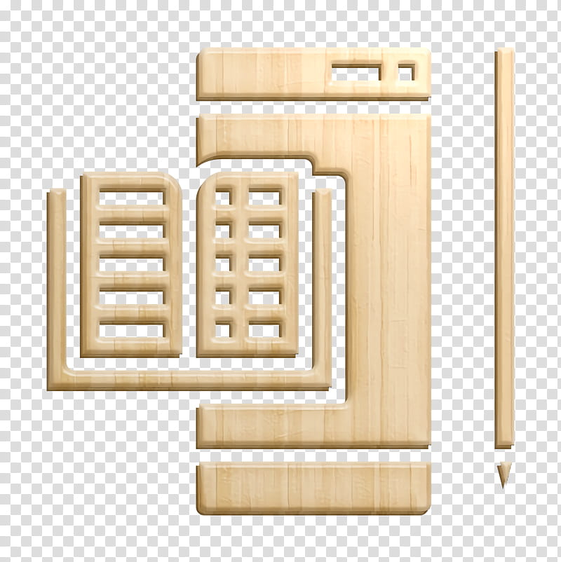 Ebook icon Book and Learning icon, Wood transparent background PNG clipart