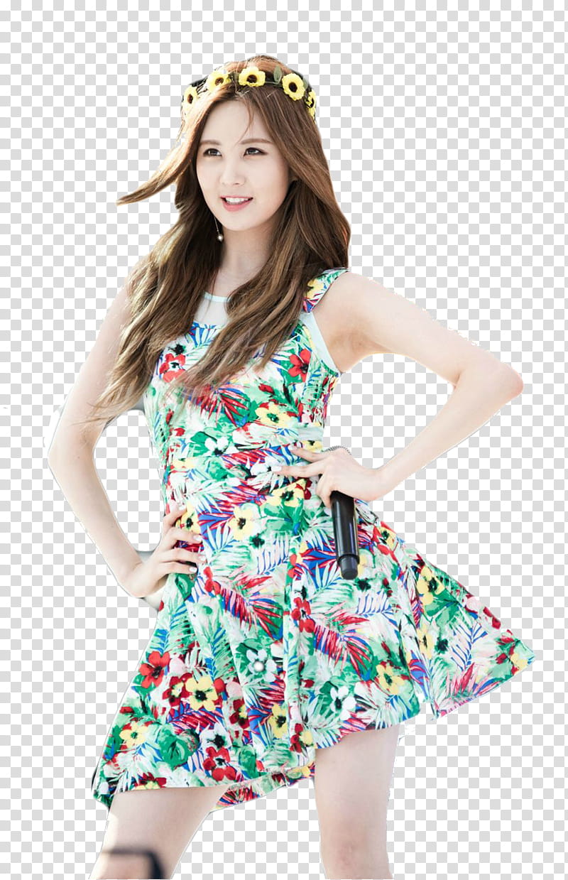 SeoHyun SNSD, woman in multicolored floral sleeveless dress transparent background PNG clipart