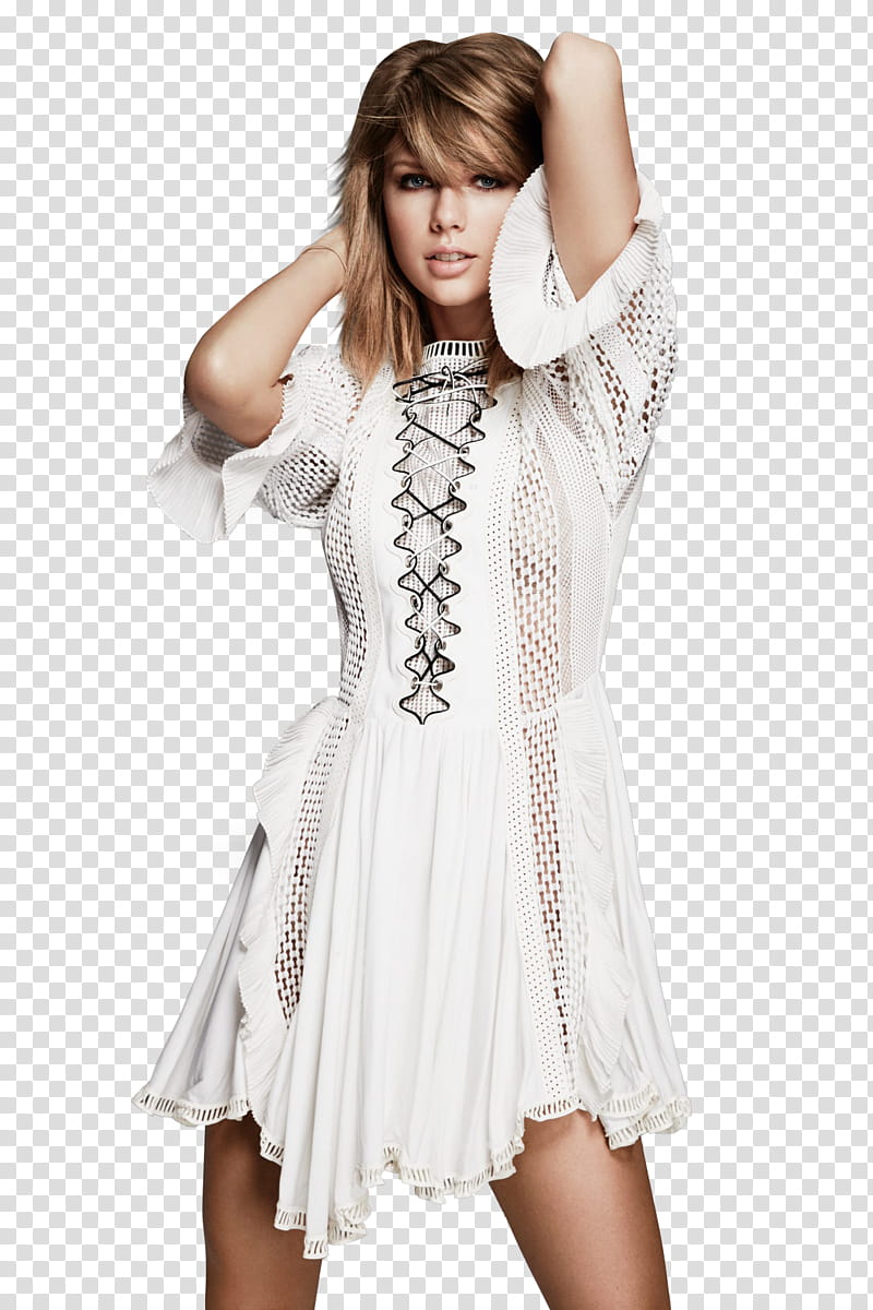 Taylor Swift , Taylor Swift wearing white mesh dress transparent background PNG clipart