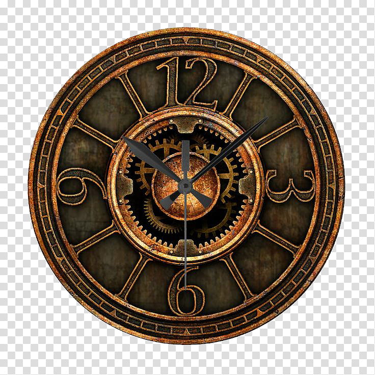 Steampunk, round brown clock illustration transparent background PNG clipart