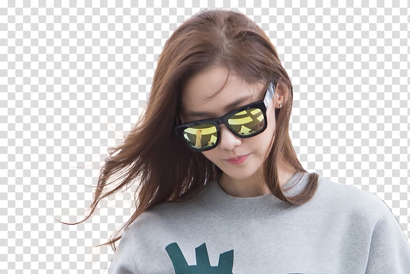 Yoona SNSD, woman wearing black sunglasses and gray shirt transparent background PNG clipart