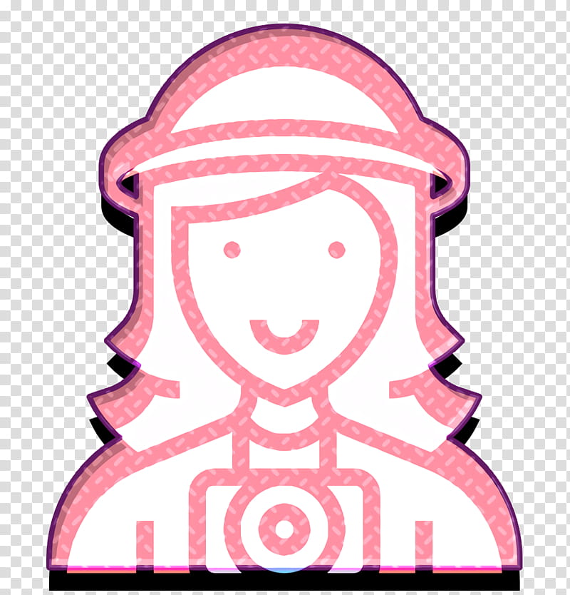 Tourist icon Careers Women icon grapher icon, grapher Icon, Pink, Sticker, Line Art transparent background PNG clipart
