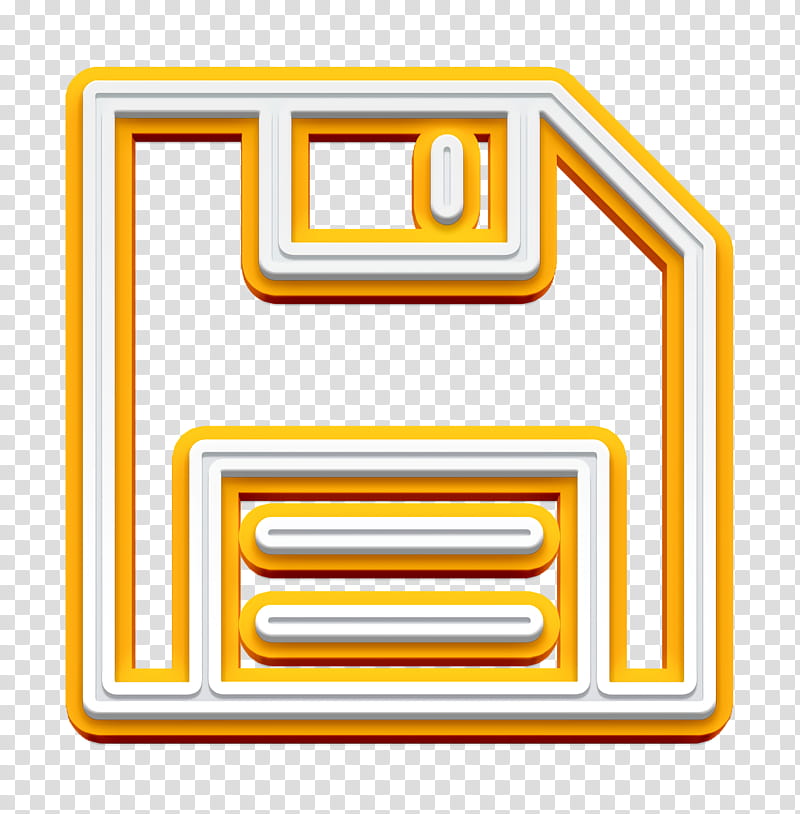 disk icon diskette icon drive icon, Floppy Icon, Guardar Icon, Save Icon, Usb Icon, Line, Yellow, Rectangle transparent background PNG clipart