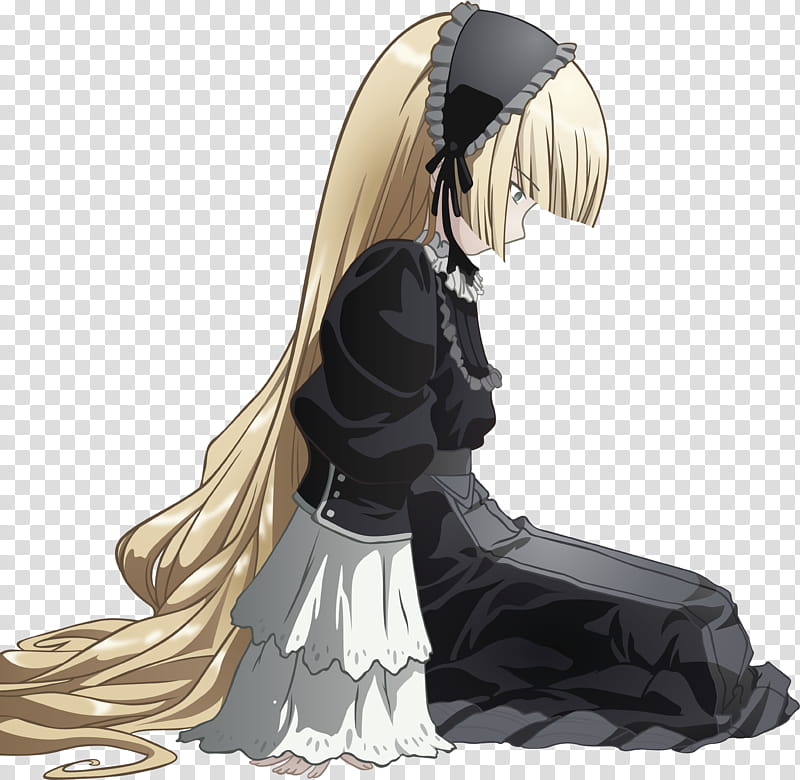 Victorique, girl anime character in black and white dress transparent background PNG clipart