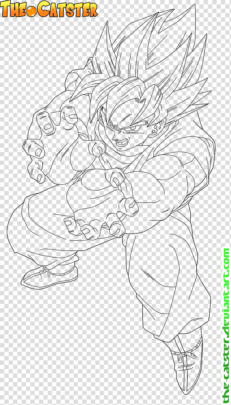 Goku ssj Line art transparent background PNG clipart
