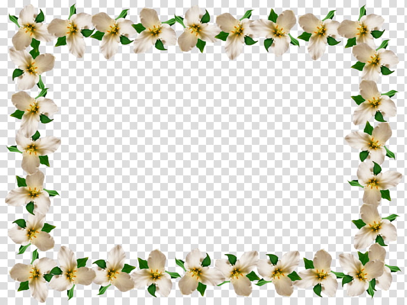 frame, white flowers border transparent background PNG clipart