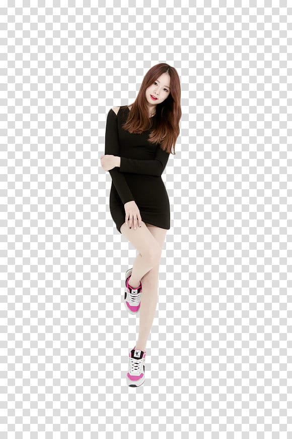 EXID, woman in black mini dress transparent background PNG clipart