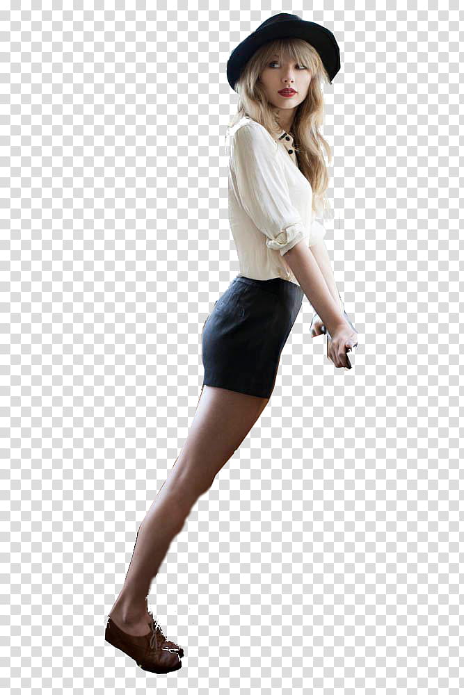 Taylor Swift Red shoot, leaning woman looking sideways transparent background PNG clipart