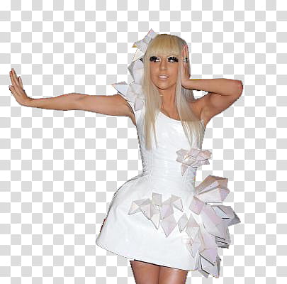 Lady Gaga, standing Lady Gaga wearing white one-shoulder dress transparent background PNG clipart