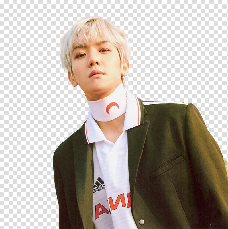 BaekHyun Blooming Day, man wearing white shirt and brown blazer transparent background PNG clipart