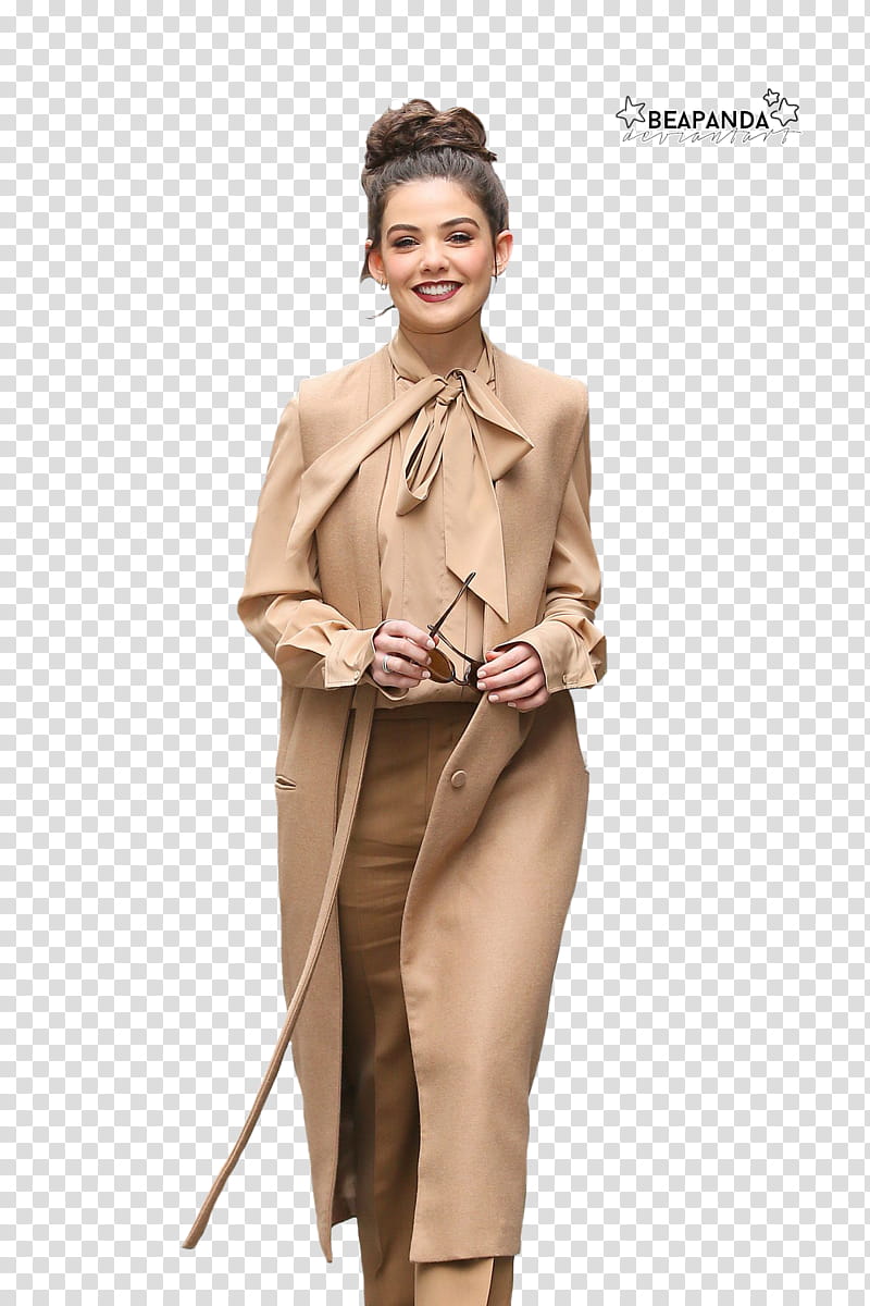 Danielle Campbell, woman wearing brown coat transparent background PNG clipart